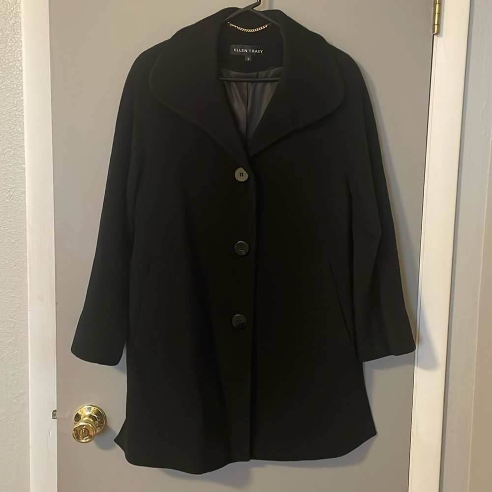 Ellen Tracy black wool blend coat size 4